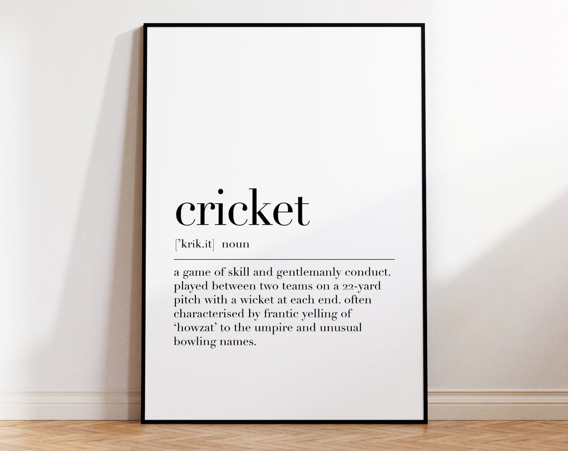 Cricket Game Funny Dictionary Definition Typographic Quote Poster