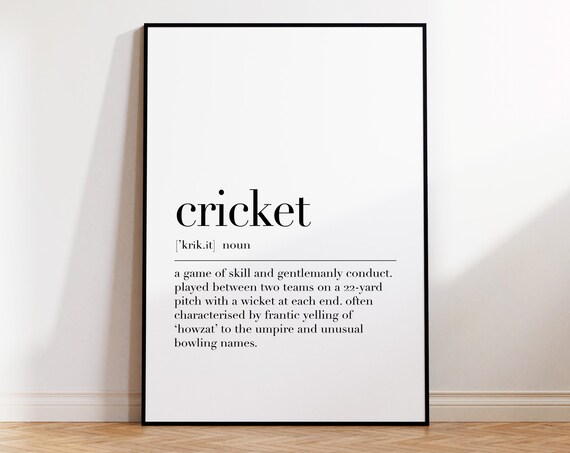 Cricket Cricket Definition Print Cricket Quote Wall Art Cricket Theme Art Teen Room Decor Art Dictionary Quote