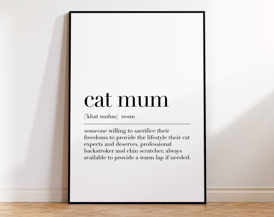 Cat Mum Definition Funny Minimalist Cat Lover Wall Art Poster