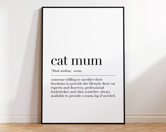 Cat Mum Definition Funny Minimalist Cat Lover Wall Art Poster