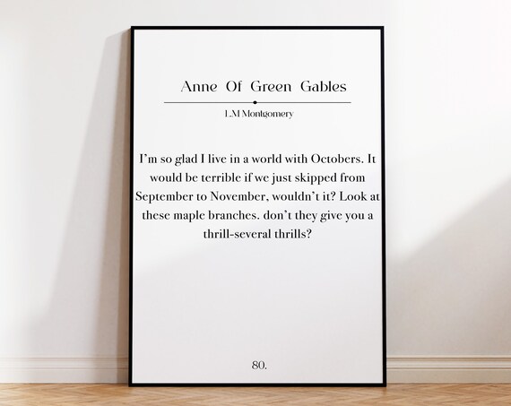 Anne Of Green Gables Book Quote Print L.M. Montgomery Literary Wall Poster