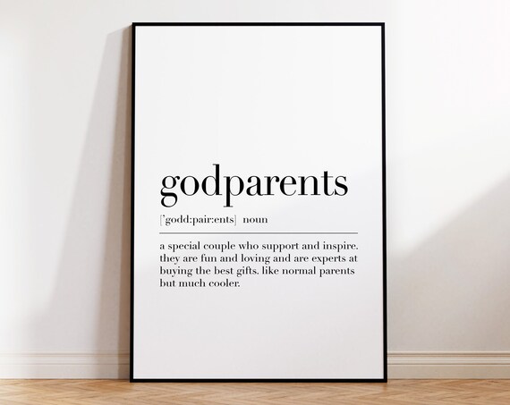 Godparents Definition Godparents Poster Godparents Quote Godparents Gifts Dictionary Poster Print Minimalist Poster