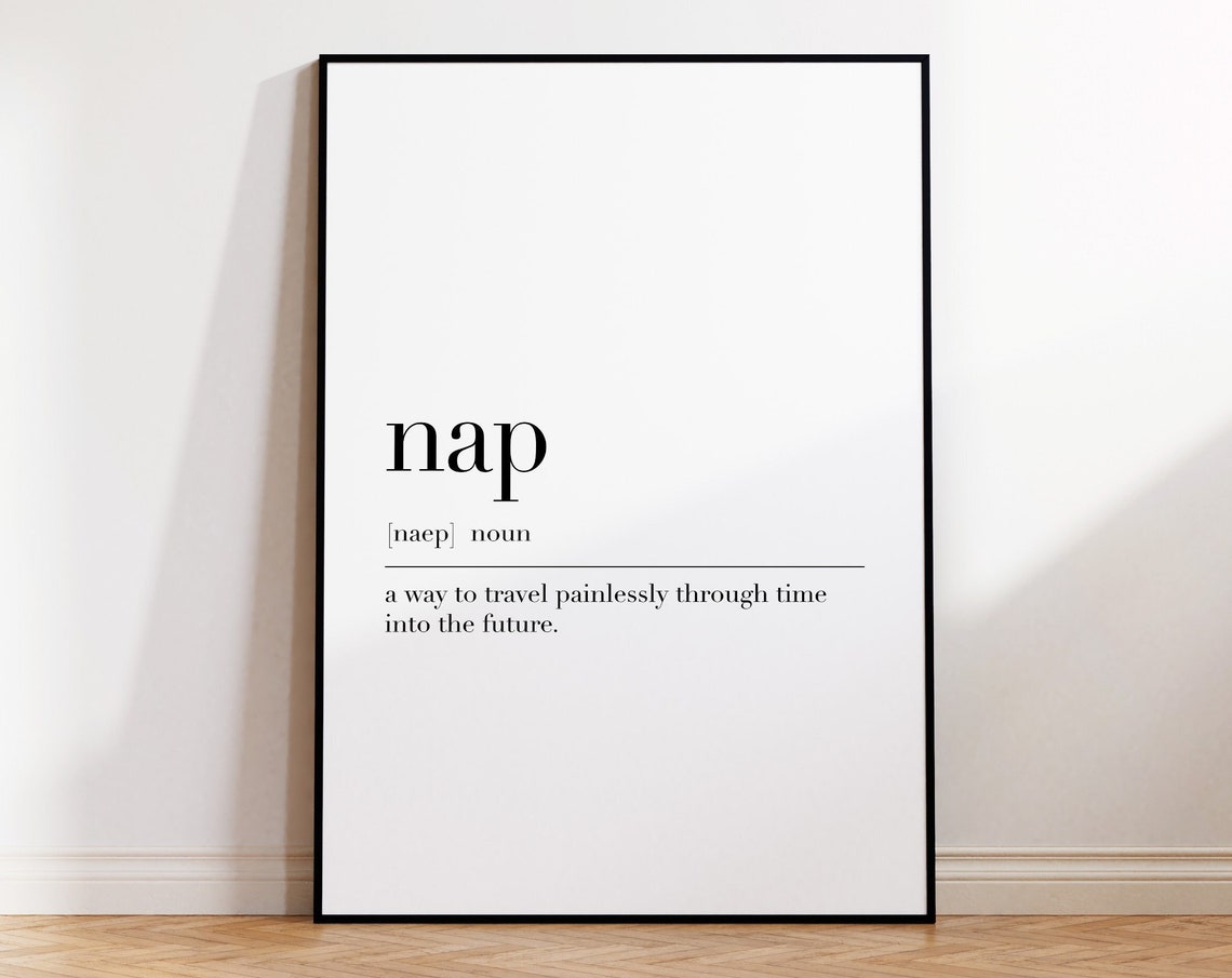 Nap Funny Dictionary Definition Bedroom Quote Minimalist Wall Art