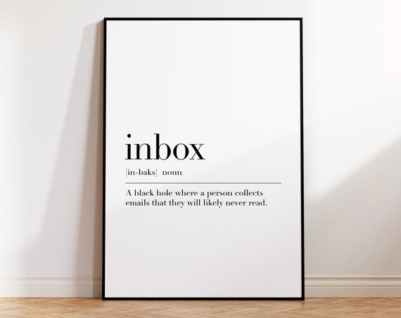 Inbox Definition Print Inbox Quote Poster Home Office Decor Wall Art Office Art Dictionary Poster Modern Wall Art