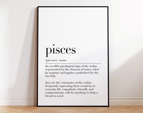 Pisces Definition Print Pisces Quote Wall Art Pisces Zodiac Poster Astrology Gifts Pisces Wall Art Birthday Gifts