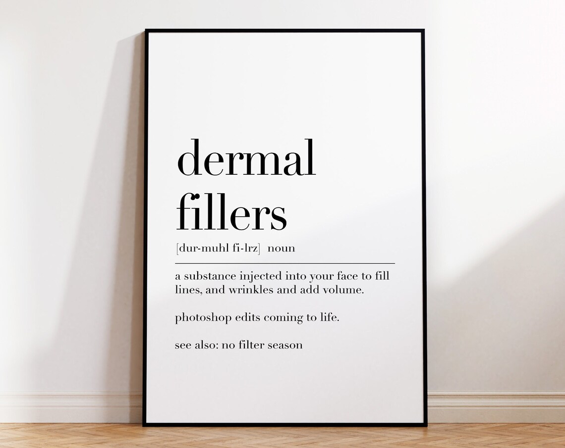 Dermal Fillers Definition Print Dermal Fillers Quote Wall Art Dictionary Poster Aesthetic Clinic Decor Beauty Wall Art Modern Art