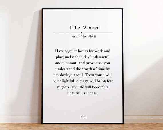 Little Women Book Page Quote Print Louisa May Alcott Library Wall Art Poster