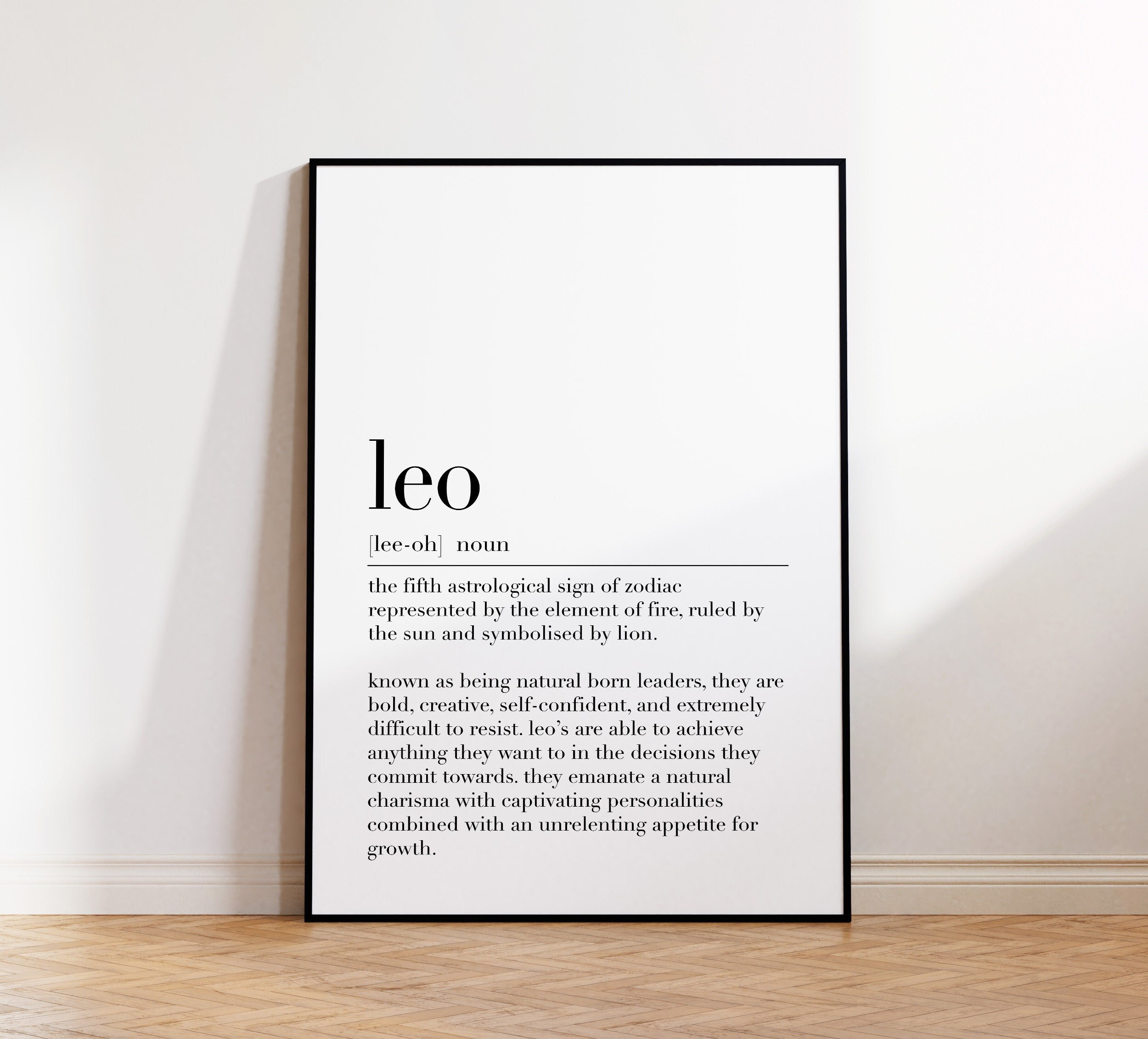Leo Definition Poster Leo Zodiac Print Zodiac Wall Art Leo Quote Poster Astrology Gifts Dictionary Poster