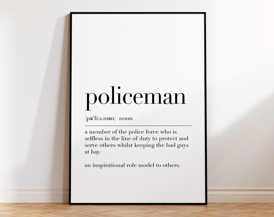 Policeman Dictionary Definition Appreciation Gift Quote Poster