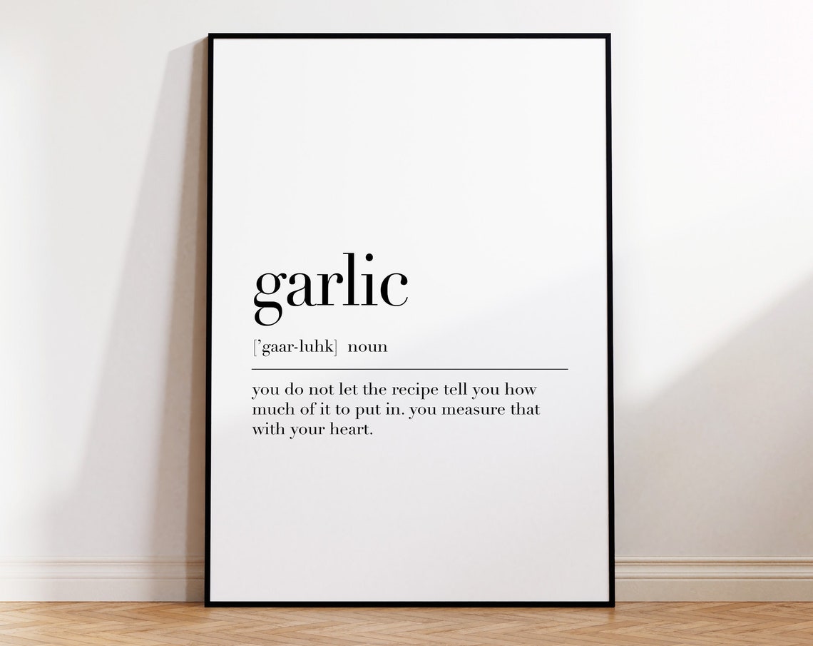 Garlic Funny Kitchen Definition Minimalist Cooking Quote Poster