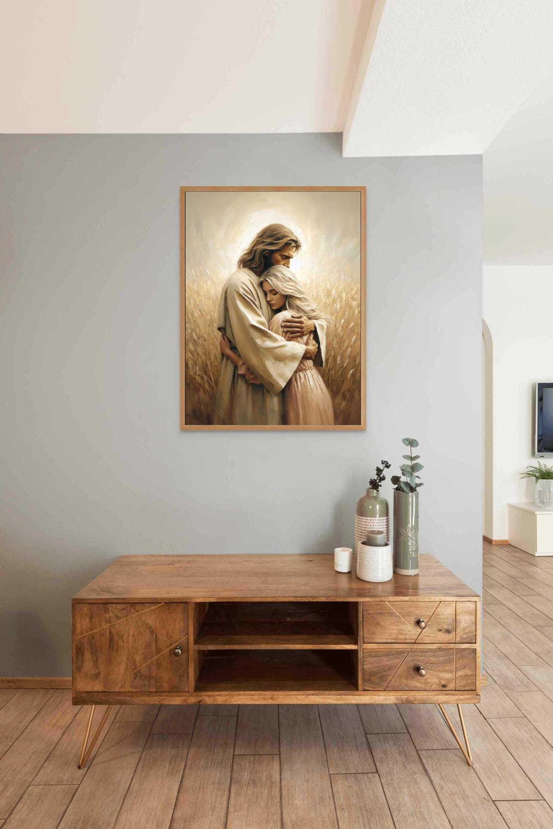 Trusting Him Christian Art Jesus Hugging Girl Art Jesus Wall Art Lds Painting Bible Jesus And Woman Jesus Art Christ Png - Image 3