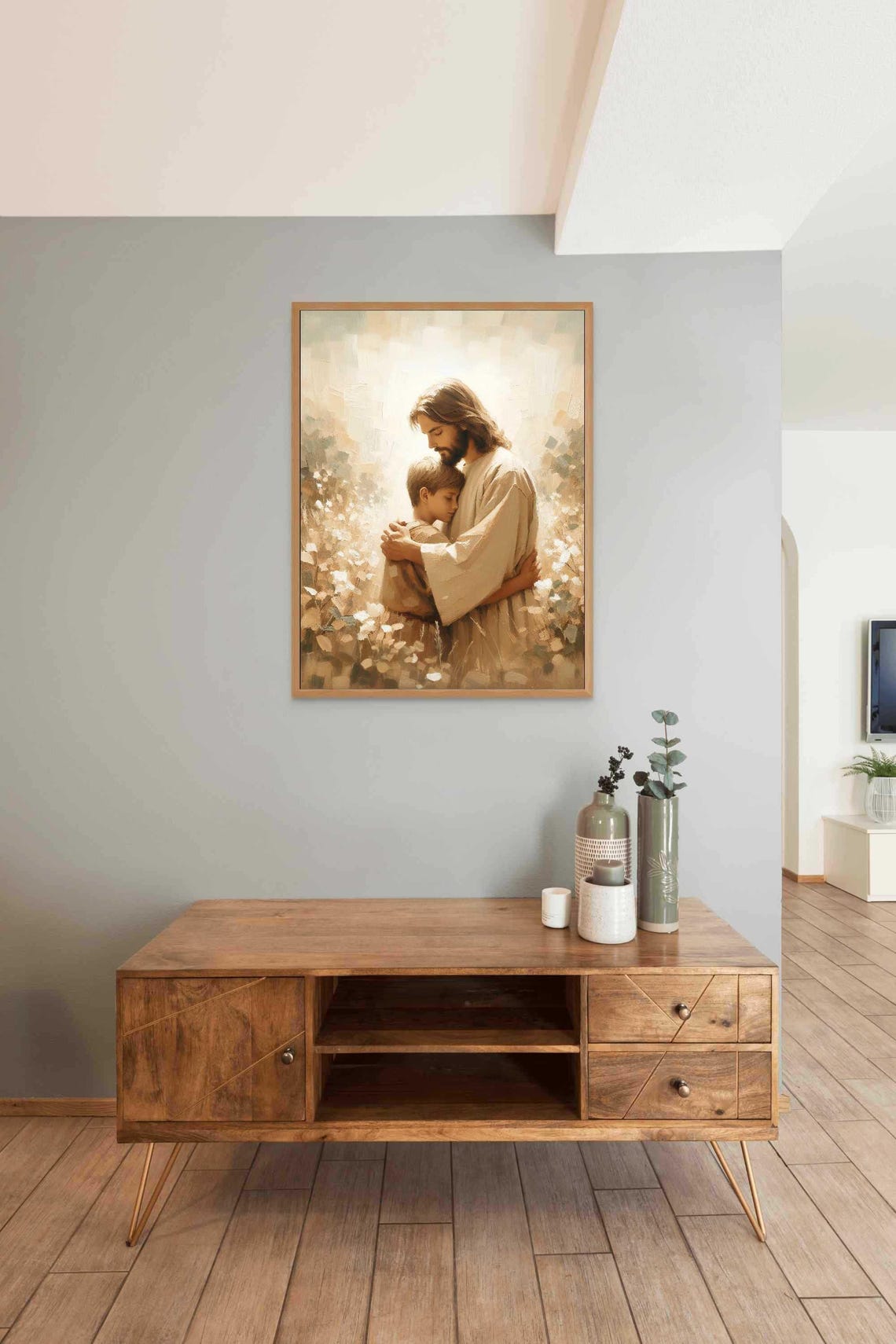 Savior And Boy Christian Painting Jesus With Boy Jesus Prints Lds Art Bible Wall Art Jesus And Child Art Picture Of Christ Jesus Png - Image 3