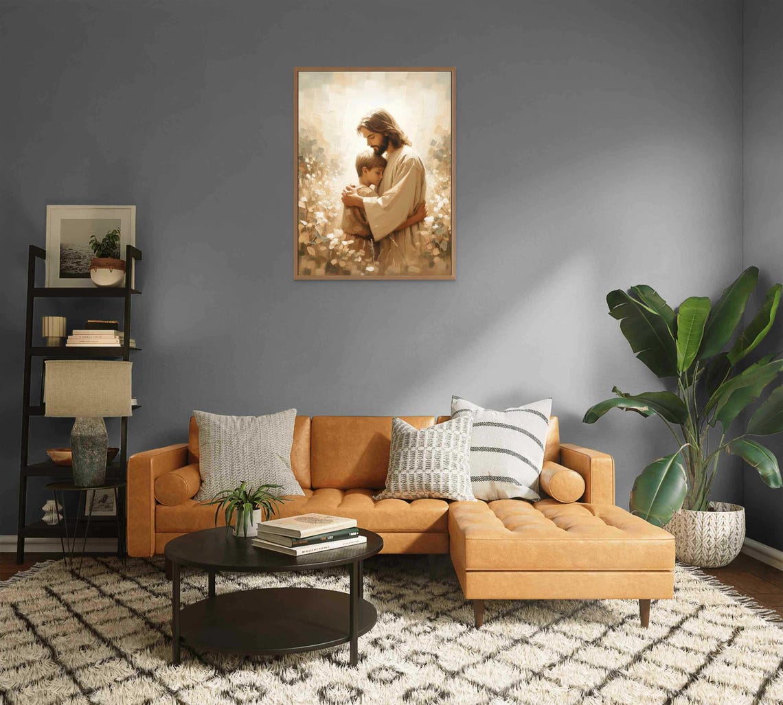Savior And Boy Christian Painting Jesus With Boy Jesus Prints Lds Art Bible Wall Art Jesus And Child Art Picture Of Christ Jesus Png - Image 2
