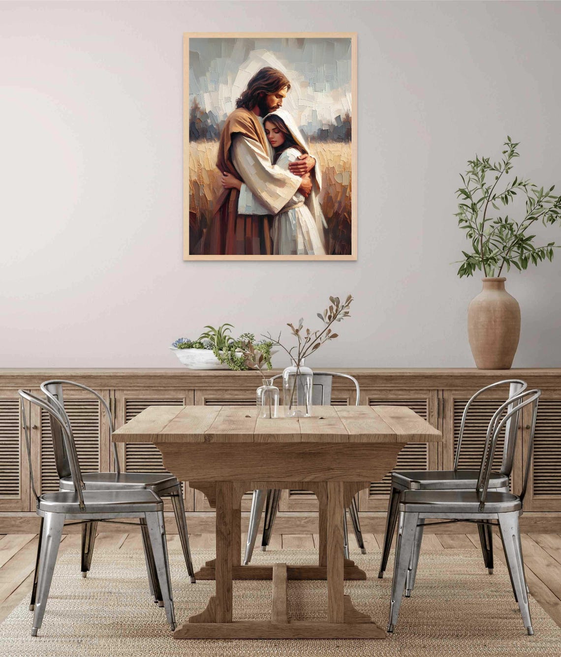 Flowing Faith Christian Painting Jesus With Girl Picture Of Christ Lds Art Bible Prints Jesus With Woman Picture Of Jesus Christ Png - Image 5