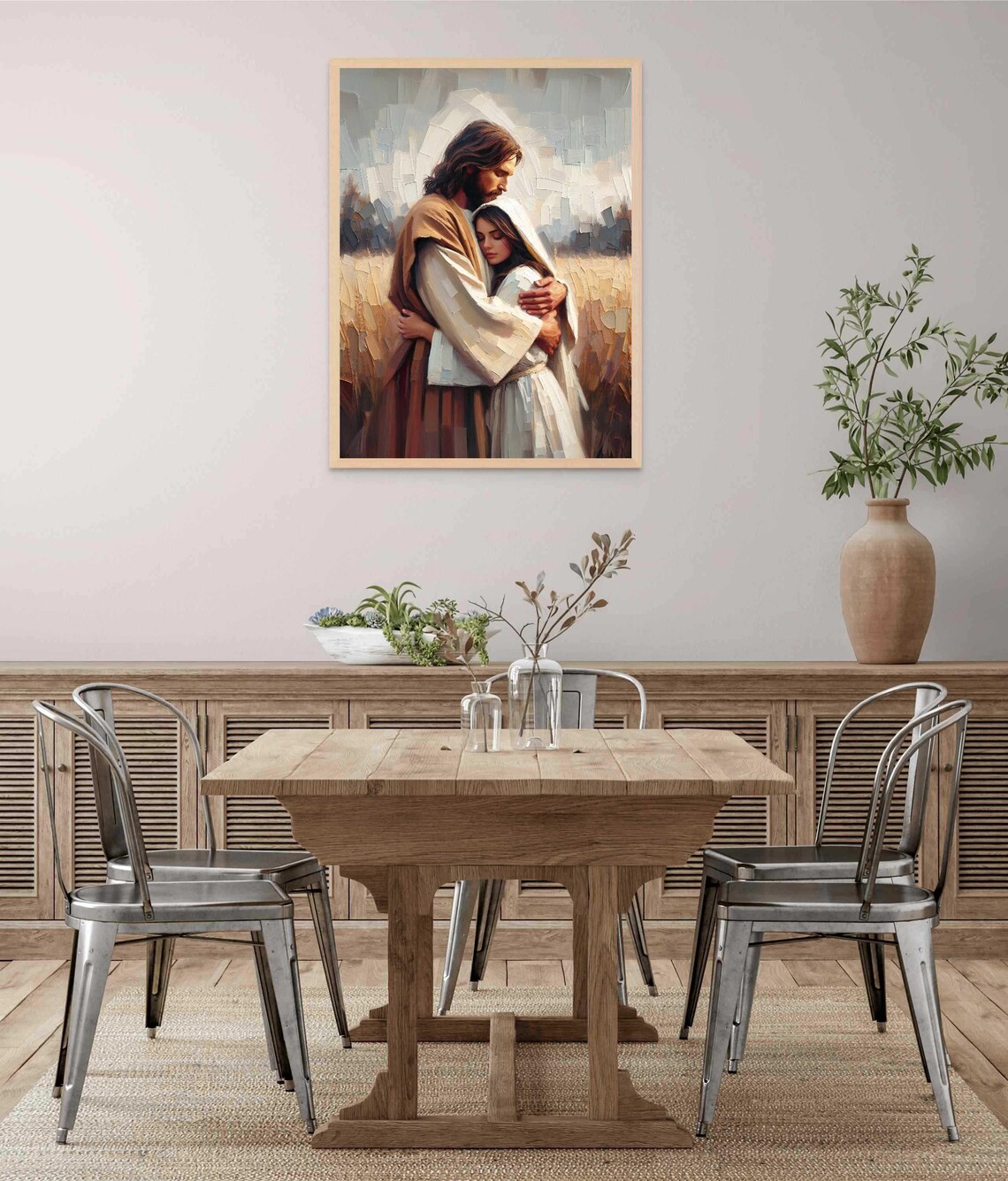 Jesus Christ Embracing Young Woman In Golden Wheat Field Christian Poster - Image 5
