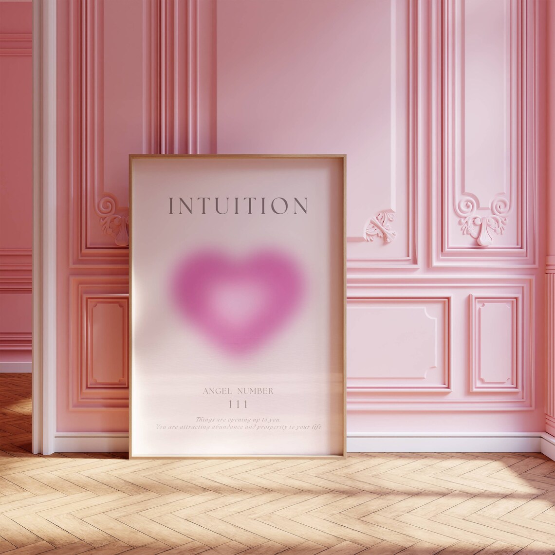 Angel Number 111 Intuition Pink Aura Heart Spiritual Quote Print