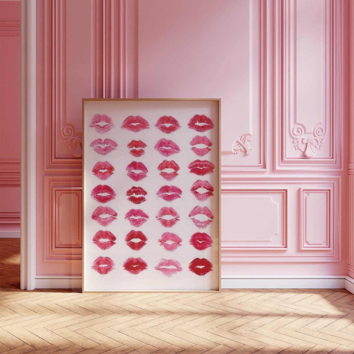 Pink Red Lipstick Lip Mark Wall Art Print Dorm Decor Funky Wall Art Retro Art Print Preppy Room Decor Pink Maximalist Decor - Image 3