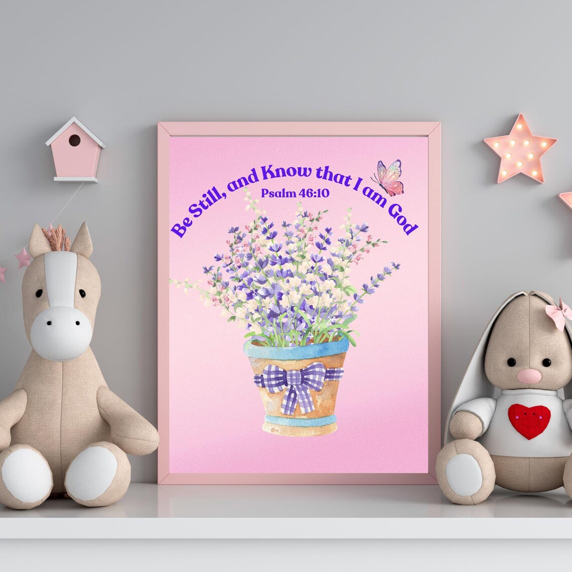 Be Still And Know That I Am God Psalm 46:10 Watercolor Floral Poster - Image 3
