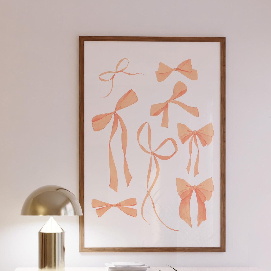 Orange Wall Art Bow Wall Art Trendy Art Prints Aesthetic Art Print Coquette Art Print Teen Girl Bedroom Orange Wall Art Dorm Wall Decor
