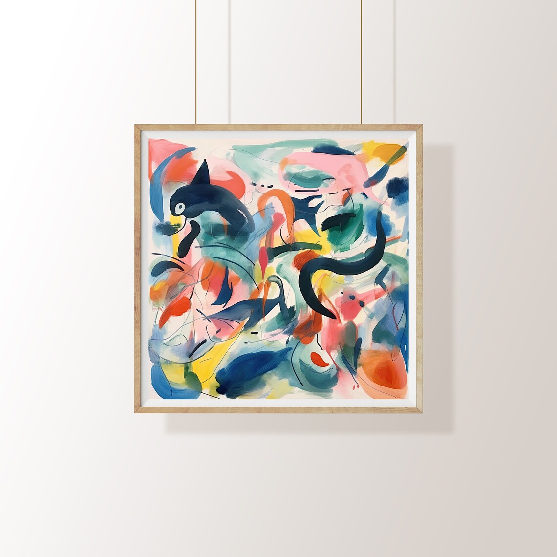 Abstract Ocean Life Whale Swirl Colorful Sea Watercolor Art Poster