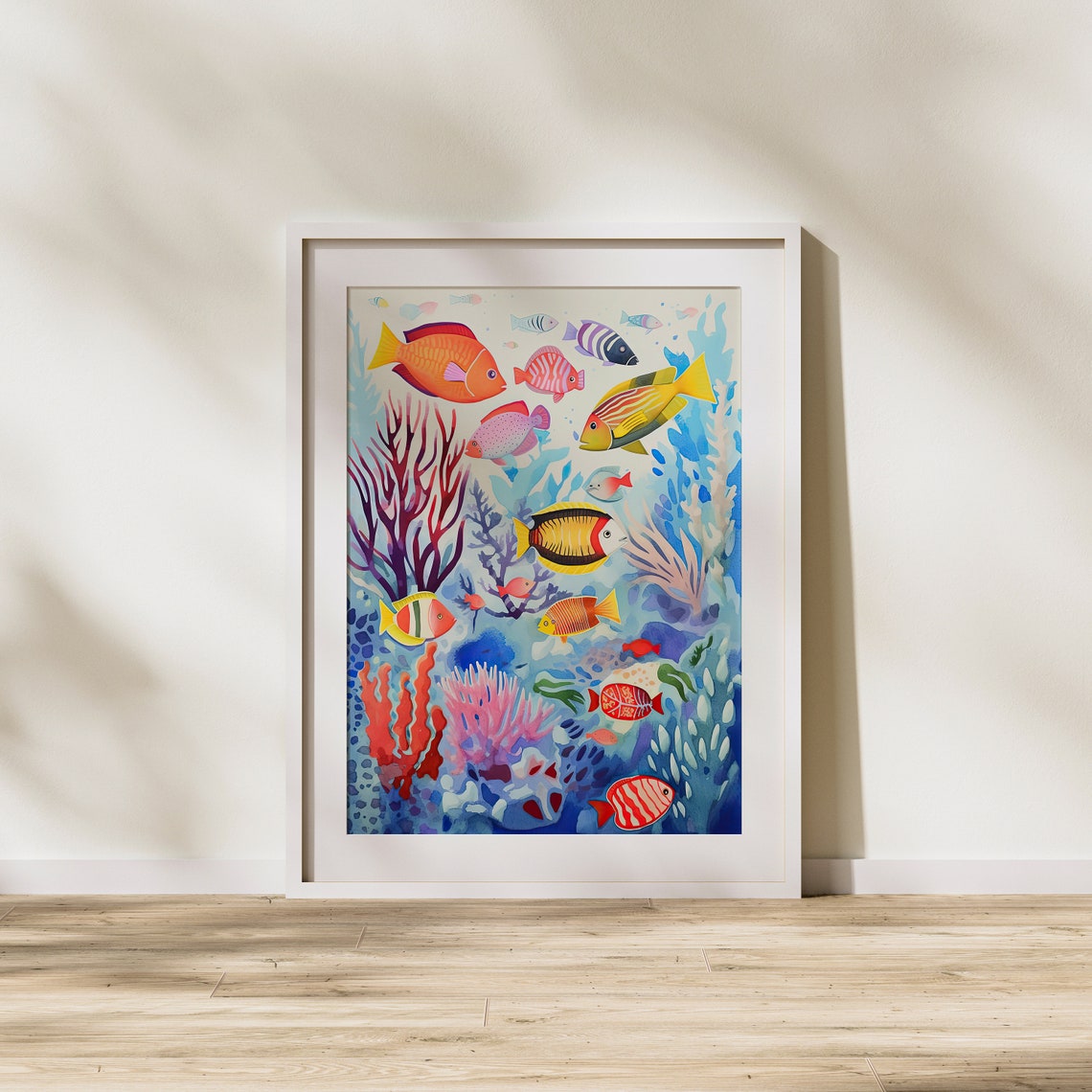 Bright Coral Reef Tropical Fish Colorful Underwater Scene Art Poster - Image 2