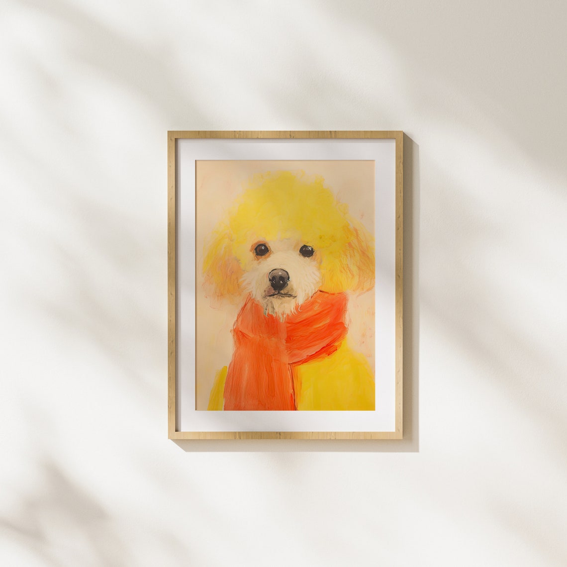 Golden Poodle in Orange Scarf Sweet Cheerful Puppy Art Poster