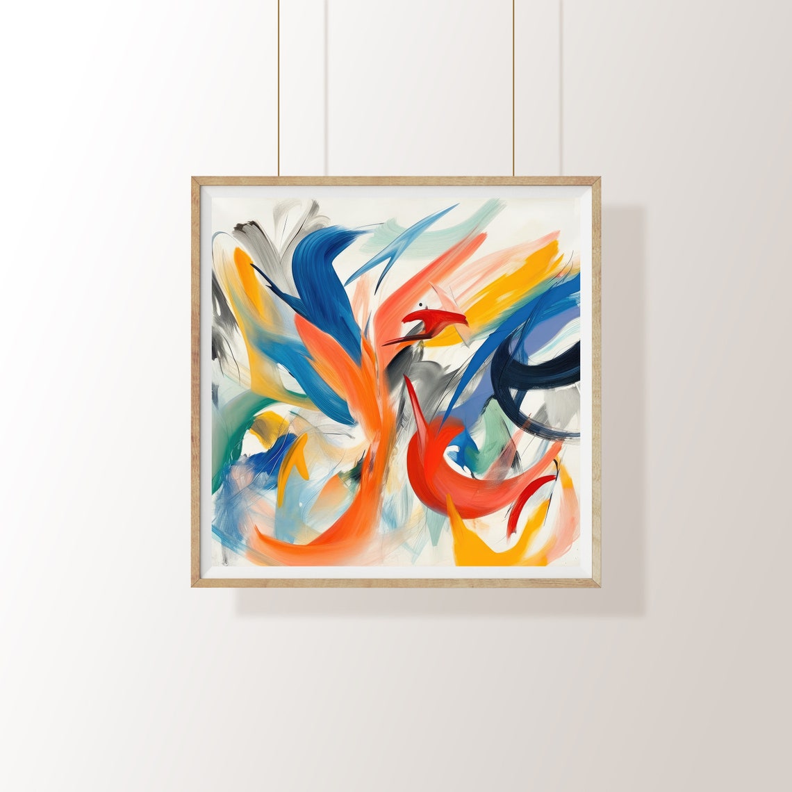 Energetic Abstract Birds in Flight Dynamic Brushstroke Poster