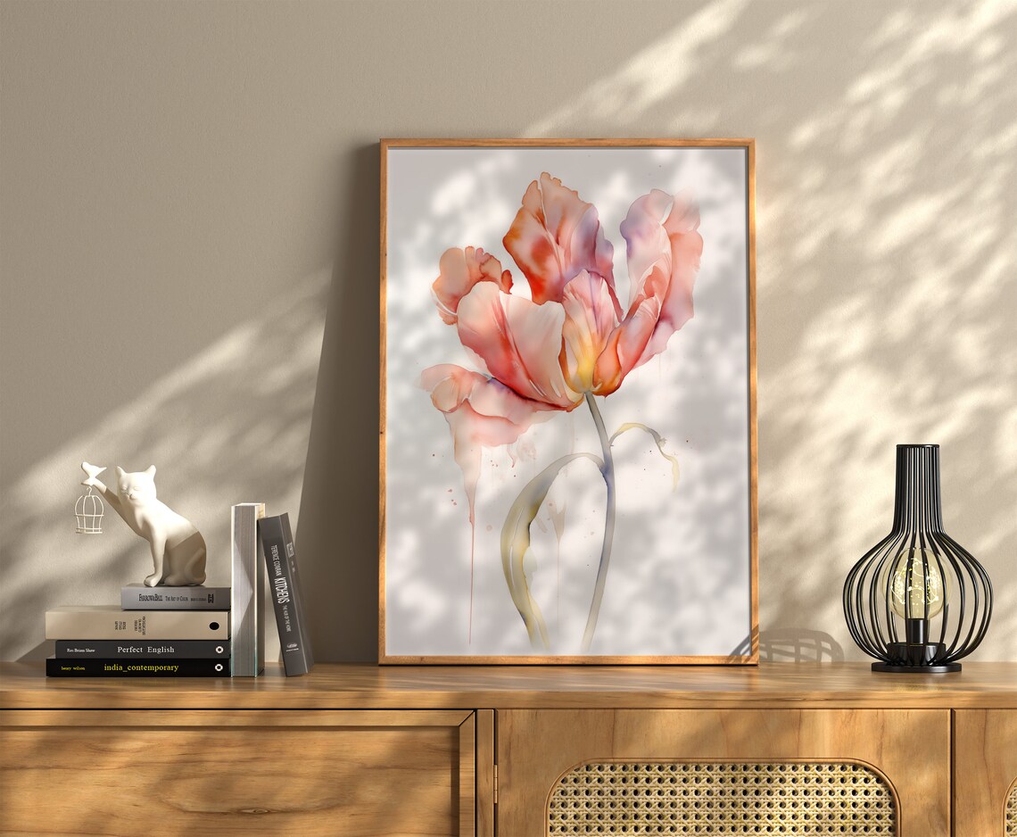 Watercolor Abstract Tulip Art Print Floral Baby Girls Nursery Wall Decor Spring Girls Room Summer Botanical Painting - Image 2