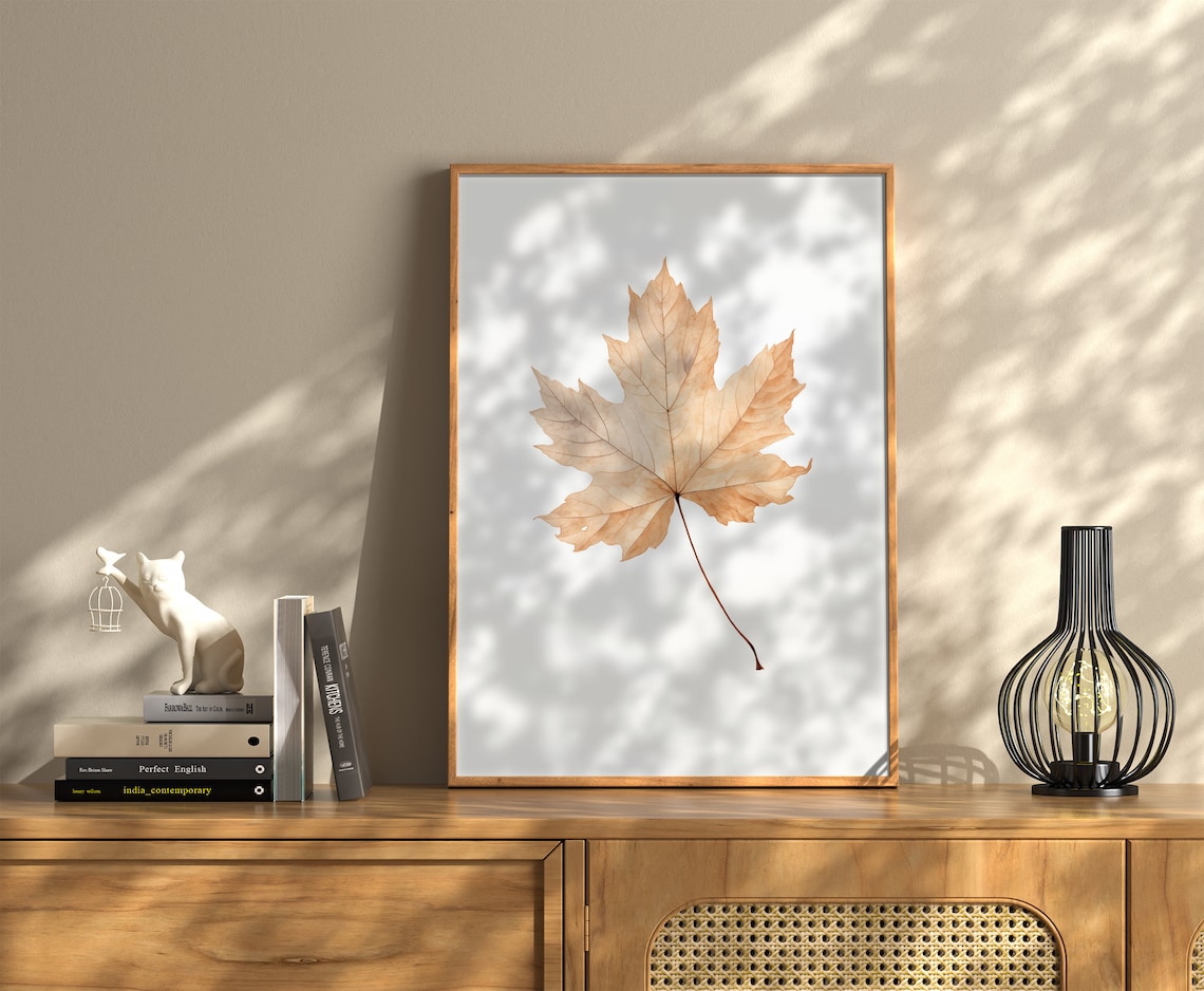 Minimalist Fall Leaf Press Watercolor Art Print - Image 2