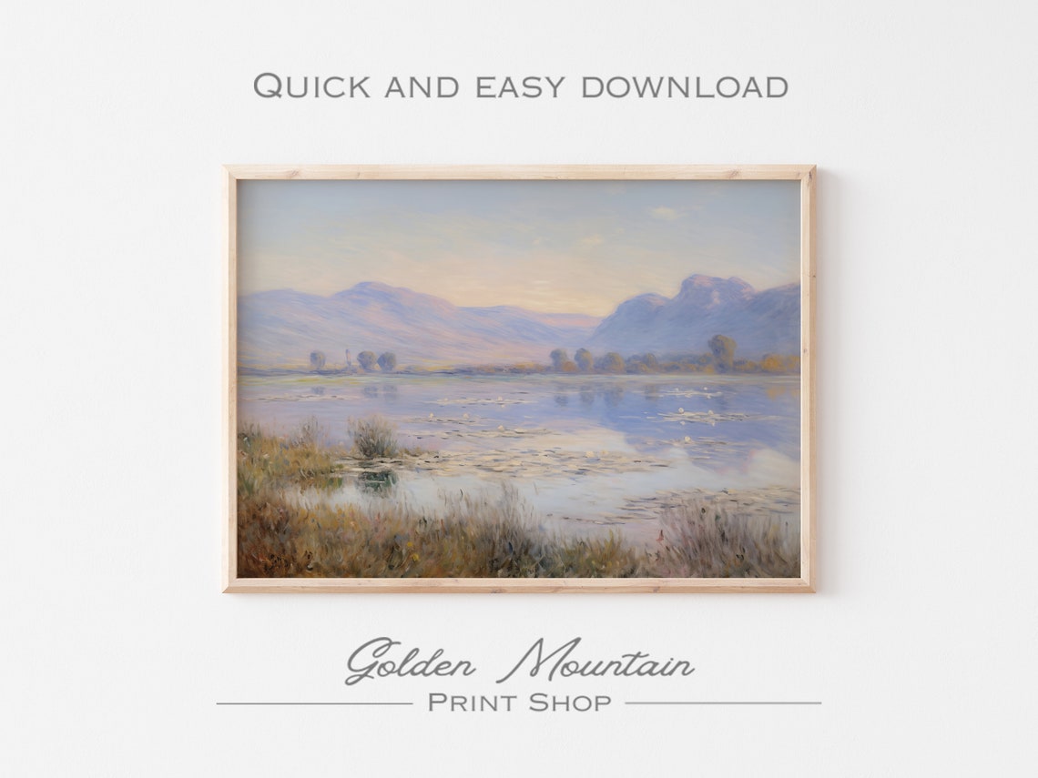 Tranquil Lake Reflections With Purple Mountains At Dawn Poster - Image 3
