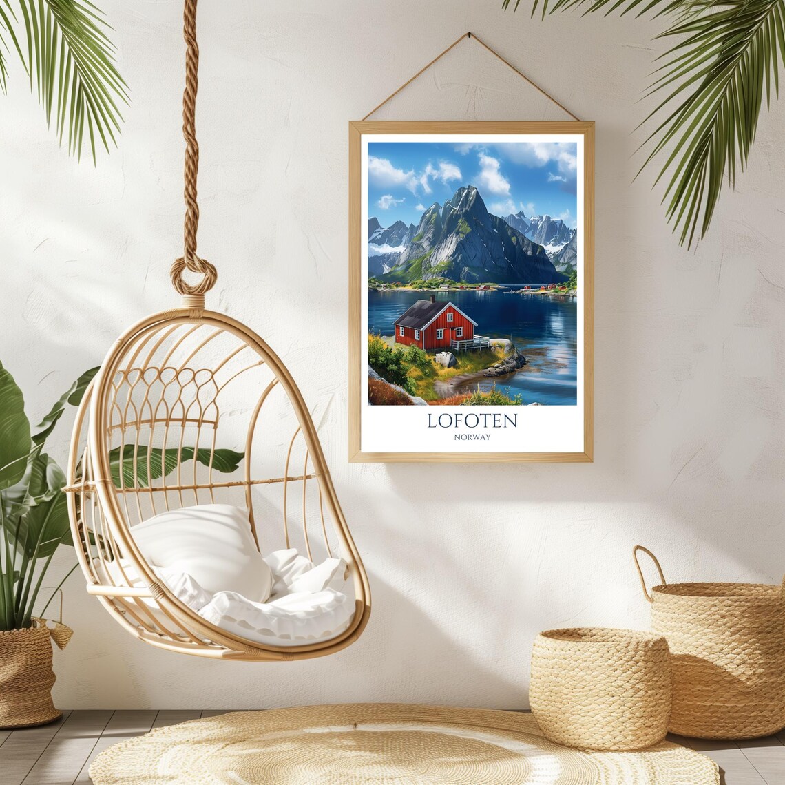 Lofoten Red Fishing Cabin Fjord Peaks Norway Arctic Travel Poster - Image 2