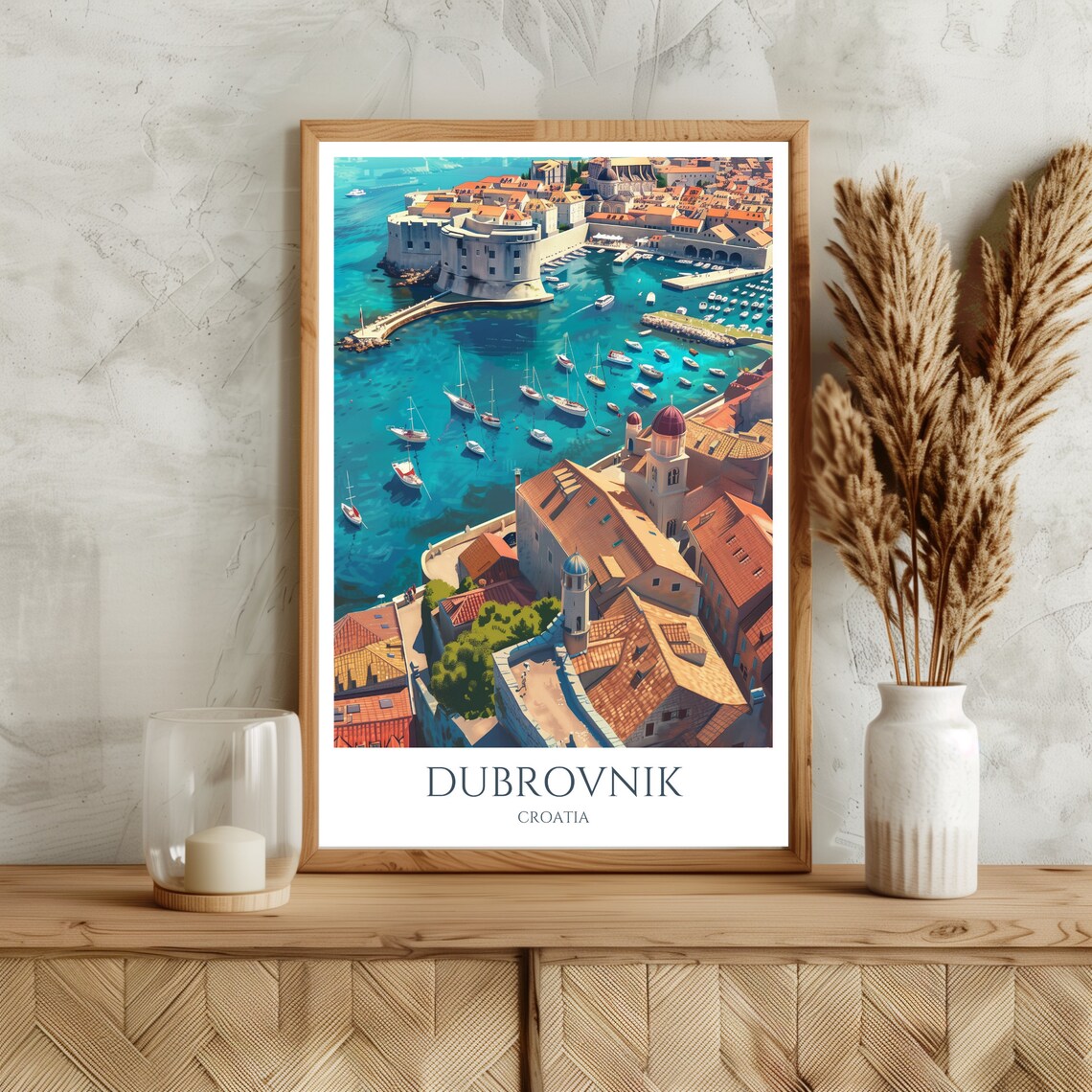 Dubrovnik Travel Poster, Medieval Adriatic City - Image 3