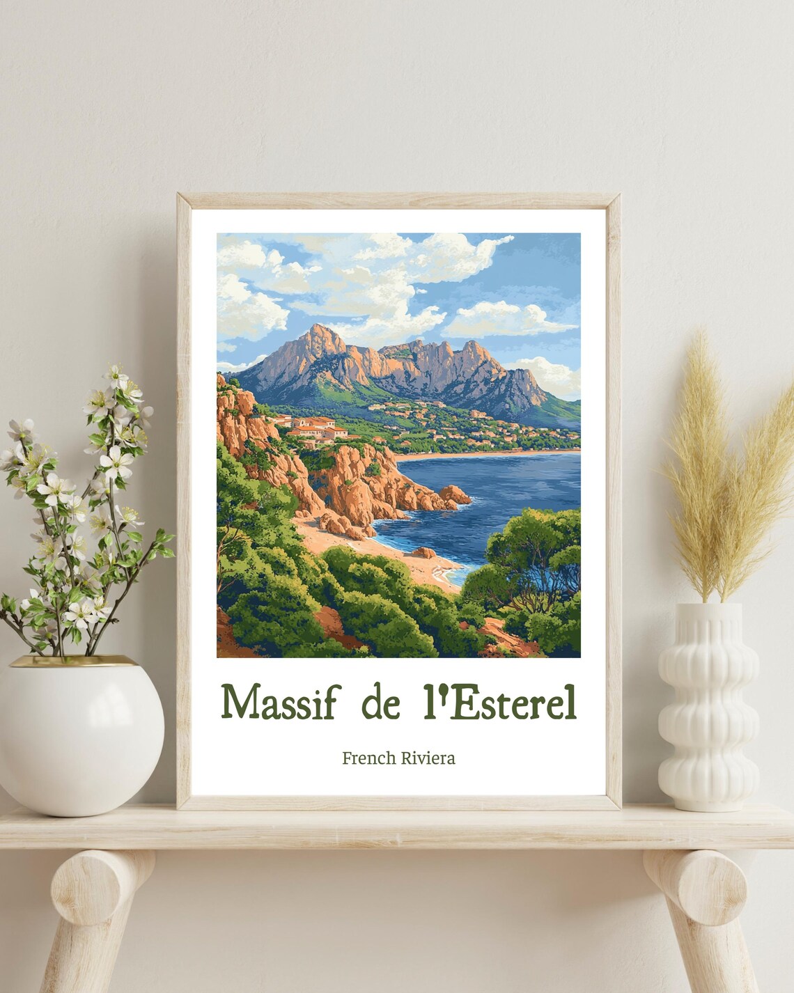 French Riviera Poster Massif De Lesterel Poster Massif De Lesterel Travel Art Print French Riviera Art Christmas Gift French Art