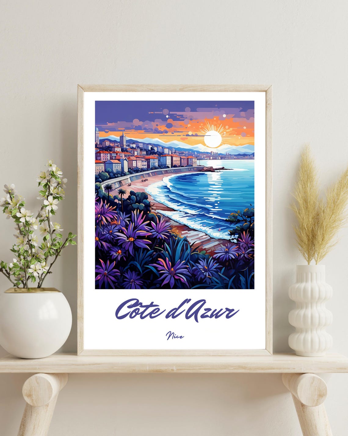 Nice Poster Nice France Travel Print French Riviera Art Cte Dazur Traditional Travel Print French Christmas Gift Cte Dazur Poster