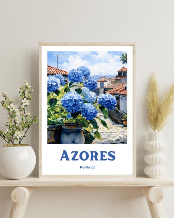 Azores Portugal Travel Poster, Wall Art Print