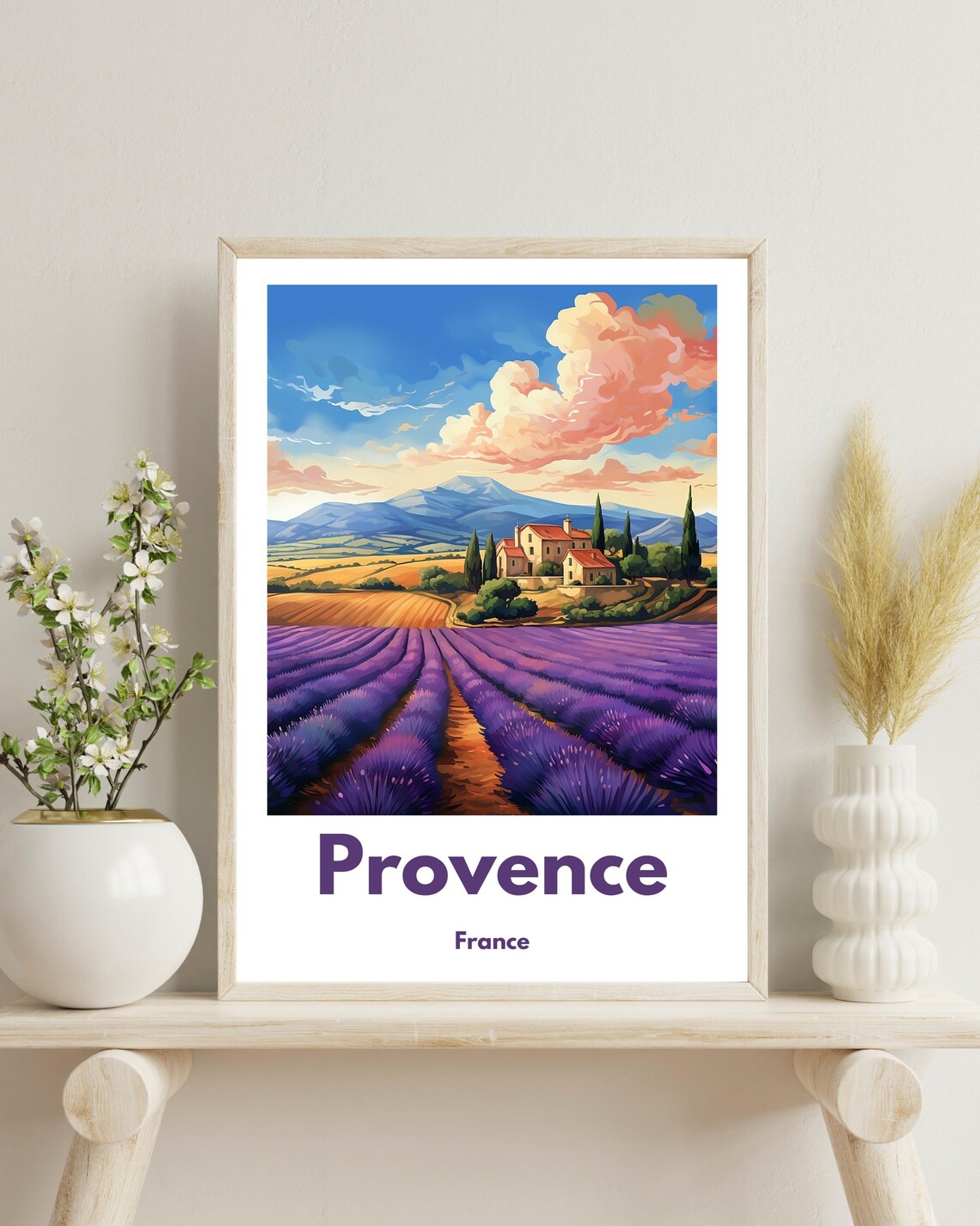 Provence Lavender Field - Vintage Travel Poster