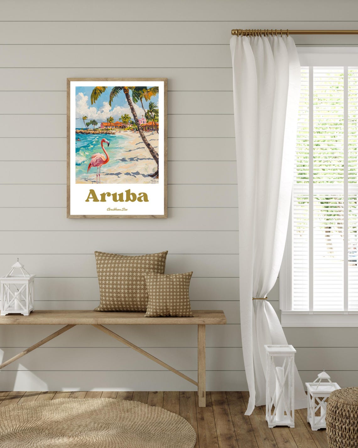 Aruba Poster Aruba Travel Print Aruba Flamingo Beach Flamingo Poster Wedding Gift Caribbean Art Christmas Gift Aruba Flamingo Print - Image 2