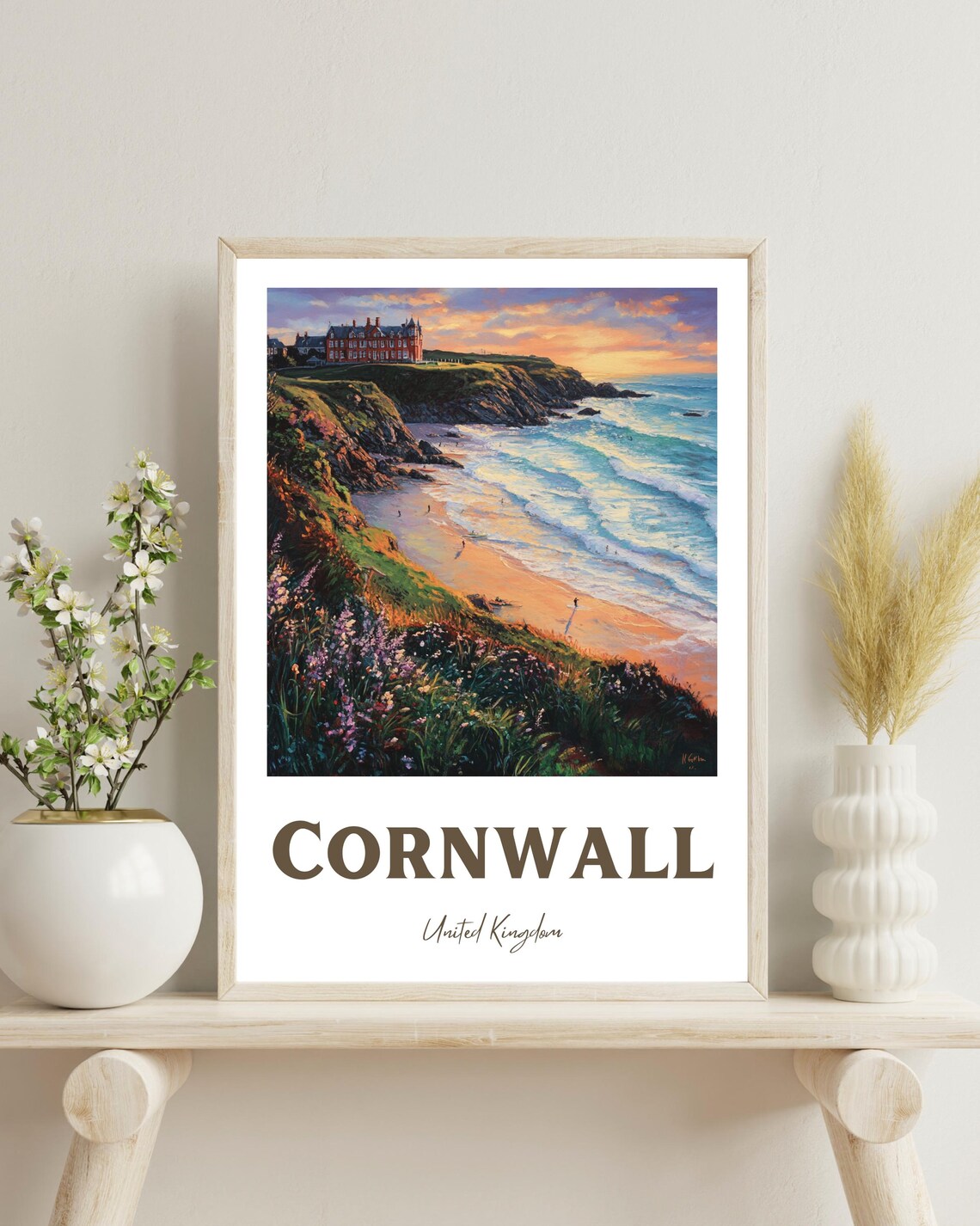 Cornwall Travel Poster, United Kingdom Decor