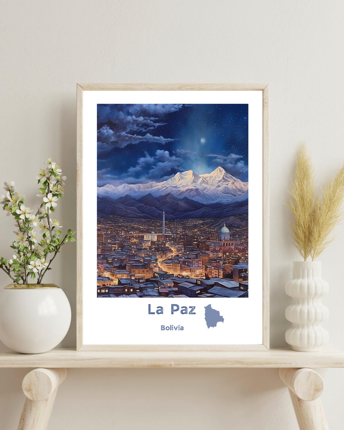 La Paz Print La Paz Poster Bolivia Print La Paz Wall Art Bolivia Wall Art South America Print La Paz Travel Print Christmas Gift