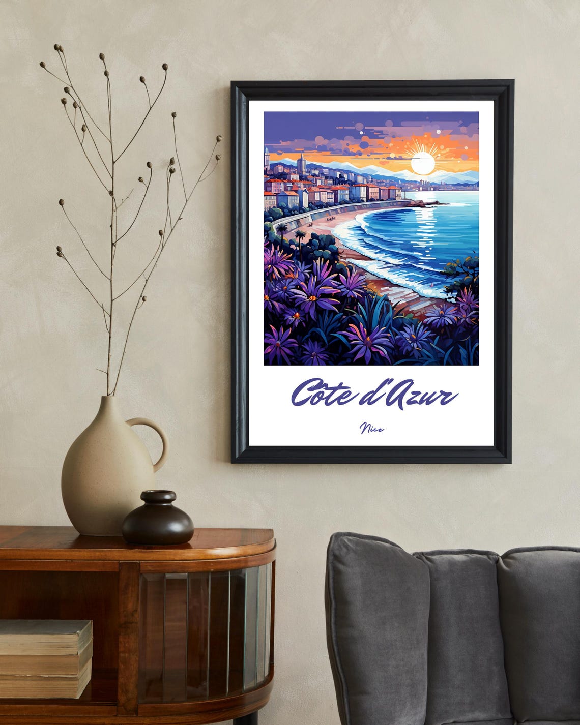 Nice Poster Nice France Travel Print French Riviera Art Cte Dazur Traditional Travel Print French Christmas Gift Cte Dazur Poster - Image 2