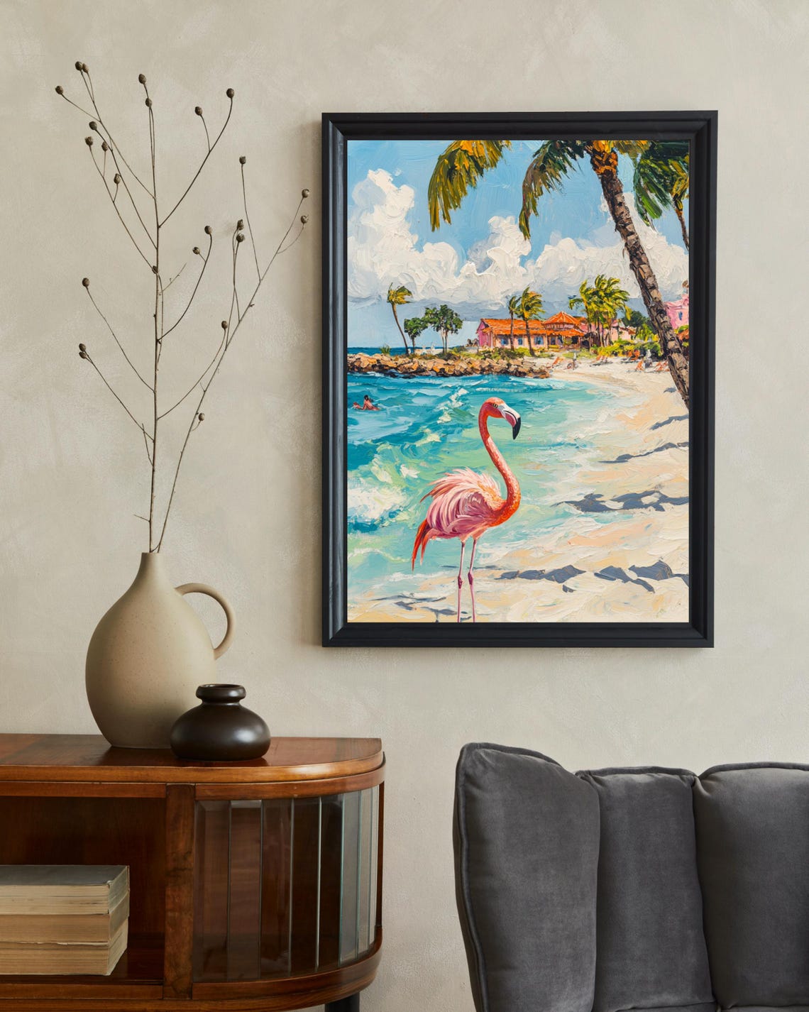 Aruba Flamingo Beach Travel Poster, Caribbean Gift - Image 2