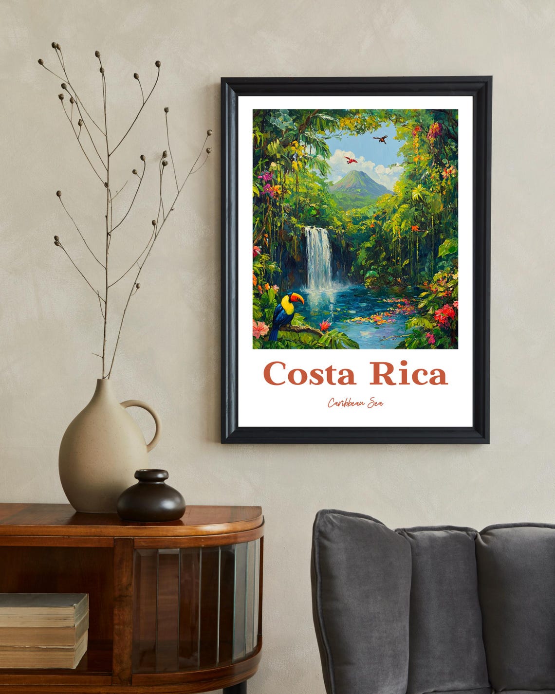 Costa Rica Travel Poster, Arenal Volcano, Pura Vida - Image 2