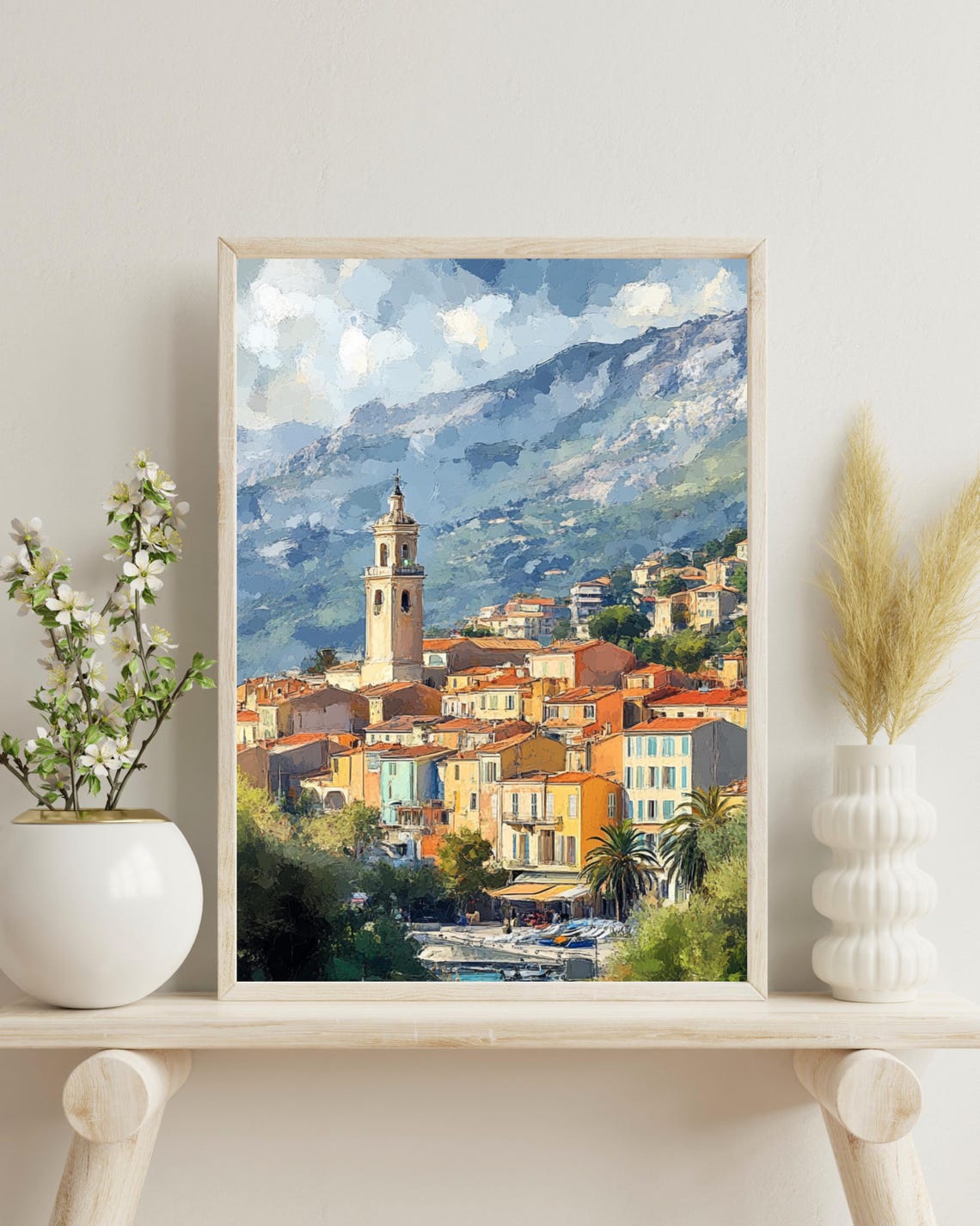 Menton France Travel Poster, French Riviera Gift
