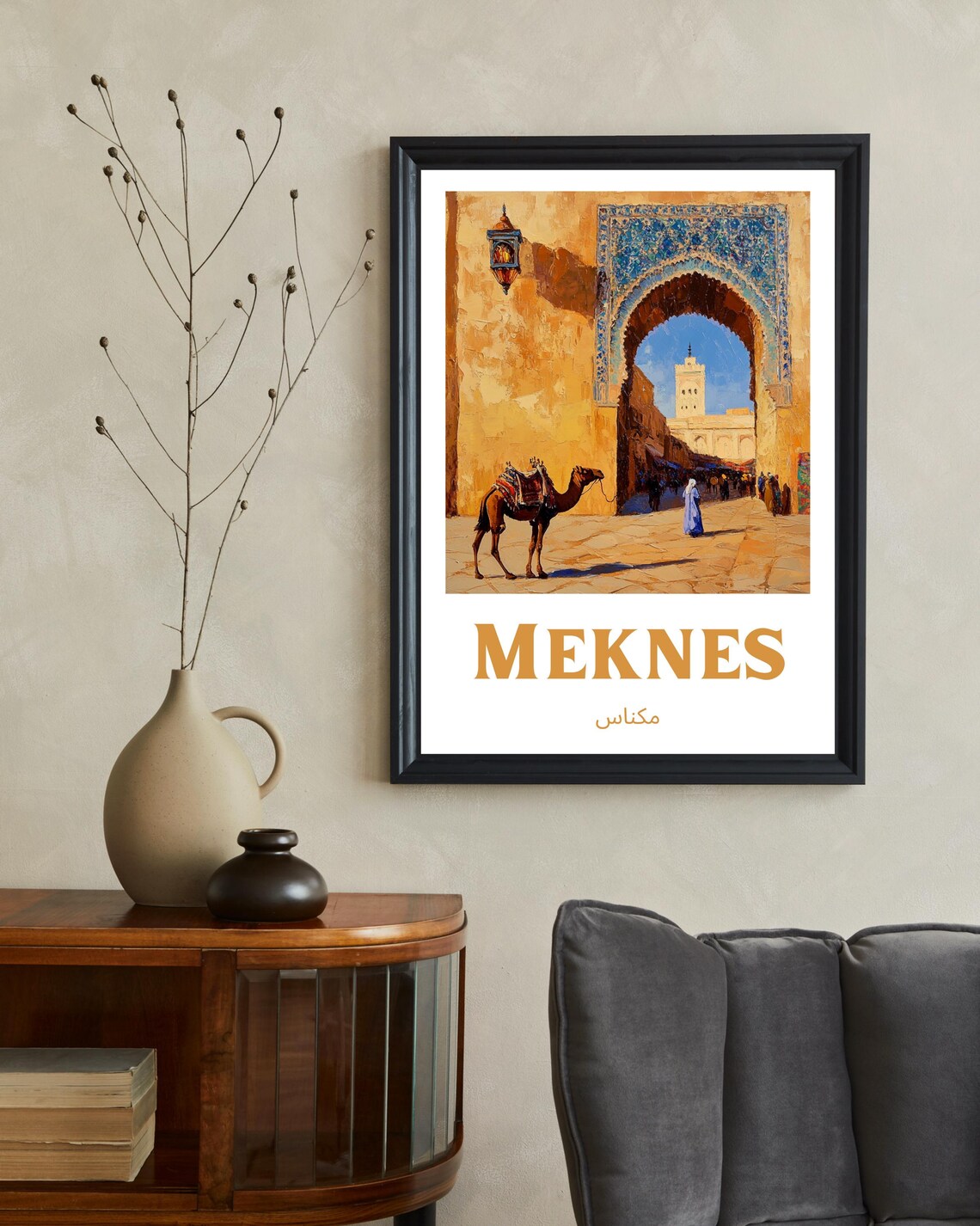 Meknes Morocco Travel Poster, Camel Art - Image 2