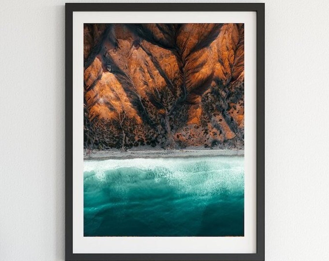 Sellicks Beach South Australia Orange Hills Teal Ocean Aerial Poster - Image 3