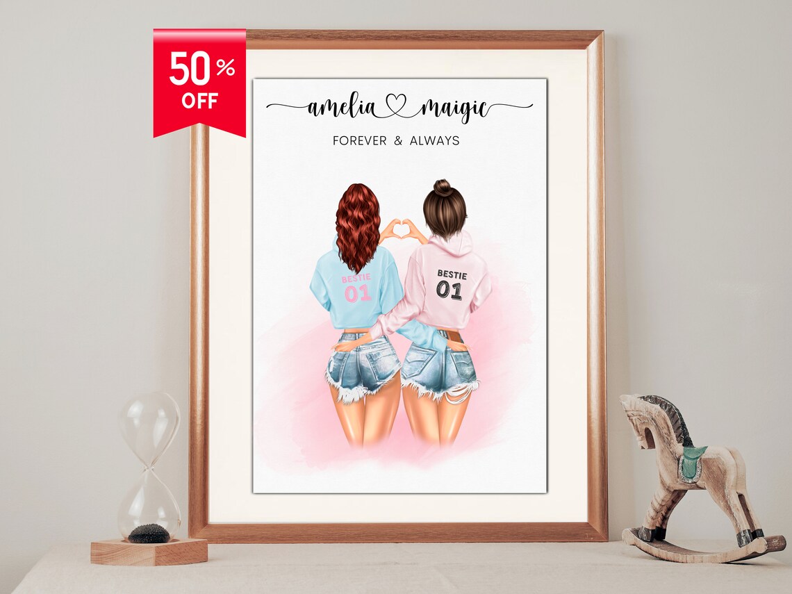 Personalised Bestie Birthday Friendship Gift Art Print