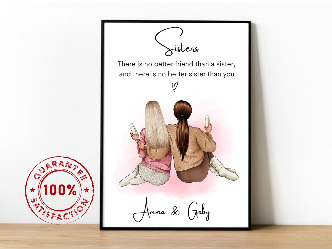 Personalized Sister Birthday Gift, Women Art Print