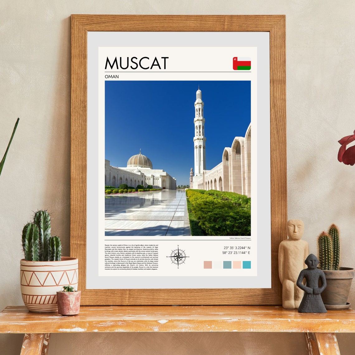 Muscat Oman Sultan Qaboos Grand Mosque Architecture Travel Poster - Image 2