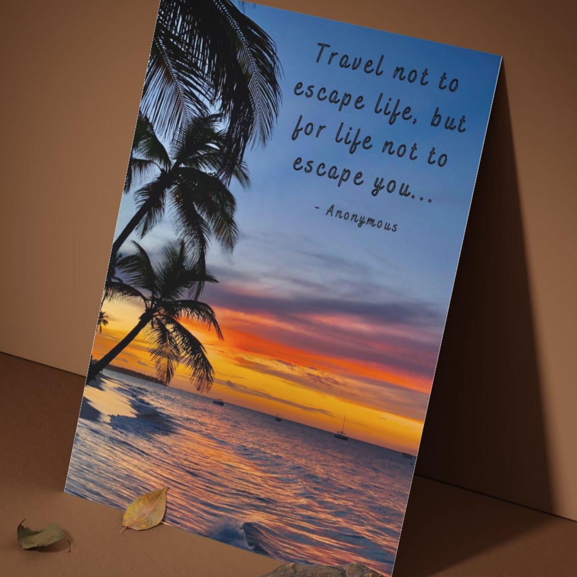 Travel Not To Escape Life Tropical Palm Beach Sunset Quote Poster - Image 5