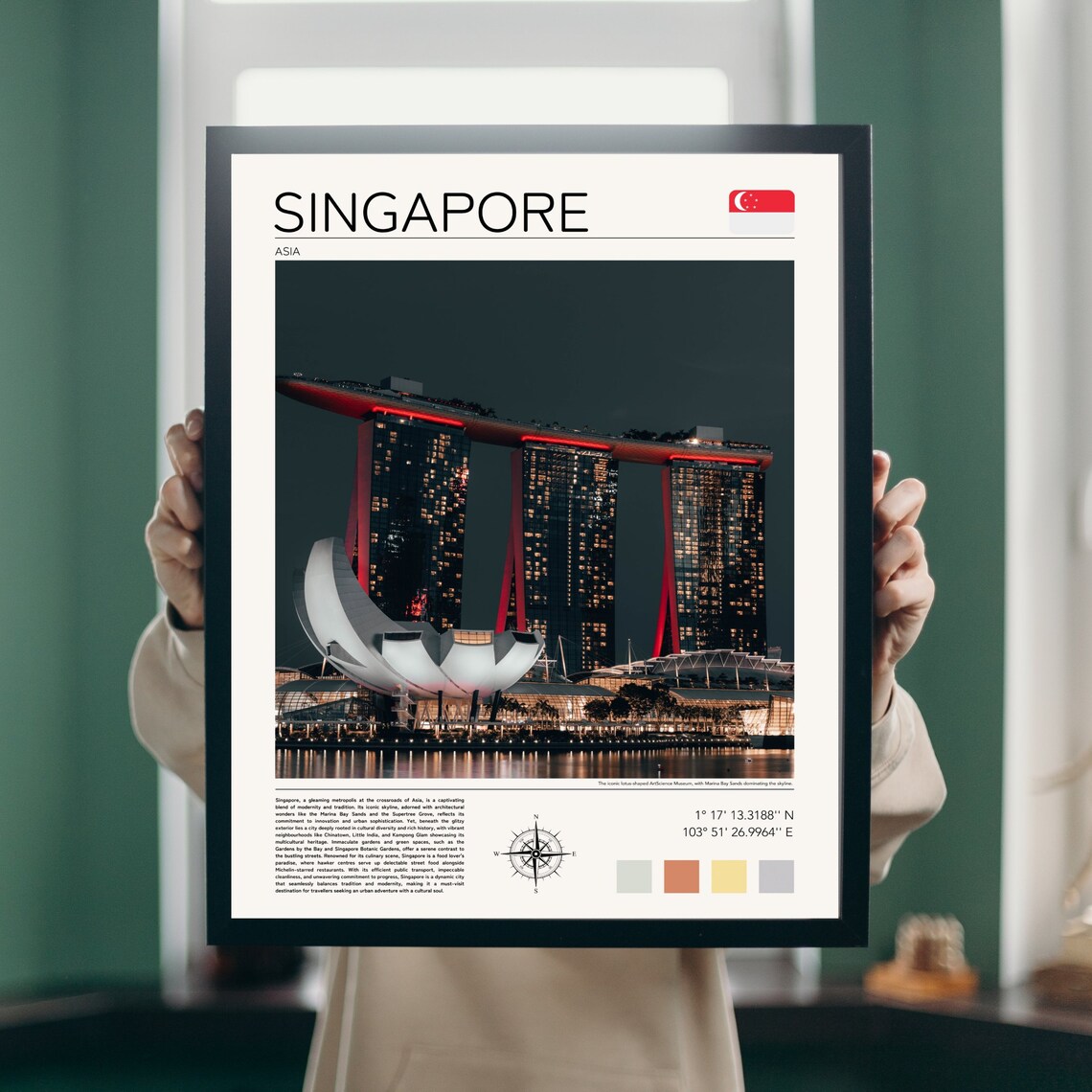 Singapore Asia Marina Bay Sands Night Towers Minimalist Travel Poster - Image 2